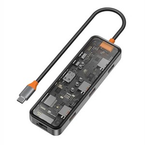 Wiwu CB007 USB + Lightning + Jack To Type-C Dönüştürücü (Şeffaf) NT-98854