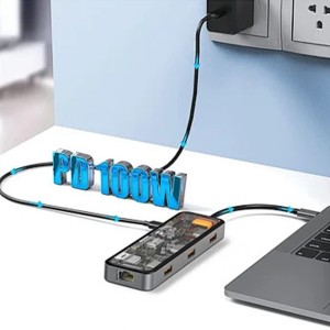 Wiwu CB007 USB + Lightning + Jack To Type-C Dönüştürücü (Şeffaf) NT-98854