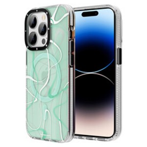 Youngkit Apple iPhone 14 Pro Uyumlu Water-Ink Seri Arka Koruma Kılıf (Yeşil) NT-98820