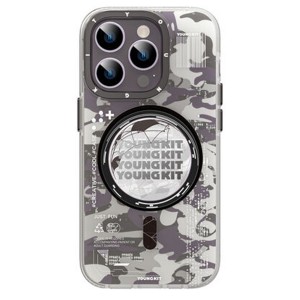 Youngkit Apple iPhone 14 Pro Uyumlu Camouflage Seri Arka Koruma Kılıf (Beyaz) NT-98818
