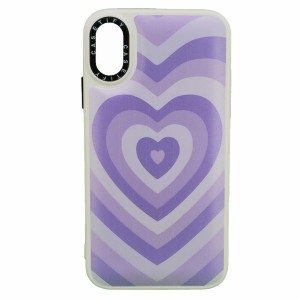 Nettech Apple iPhone X Uyumlu Kalpli Casetify Seri Arka Koruma Kılıf (Mor) NT-98302