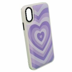 Nettech Apple iPhone X Uyumlu Kalpli Casetify Seri Arka Koruma Kılıf (Mor) NT-98302
