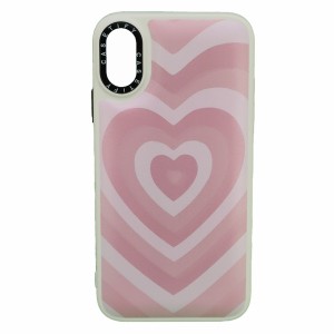 Nettech Apple iPhone X Uyumlu Kalpli Casetify Seri Arka Koruma Kılıf (Pembe) NT-98301