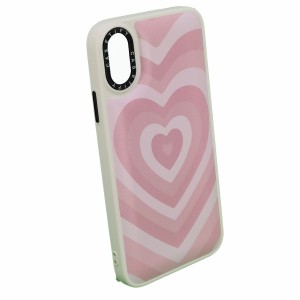Nettech Apple iPhone X Uyumlu Kalpli Casetify Seri Arka Koruma Kılıf (Pembe) NT-98301