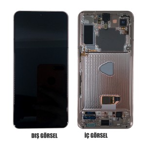 Teknonet Samsung Galaxy S21 Plus Uyumlu Org Lcd+Dokunmatik+Çıtalı (Pembe) NT-92593