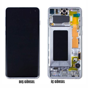 Teknonet Samsung Galaxy S10 Uyumlu Org Lcd+Dokunmatik+Çıtalı (Gümüş) NT-83819