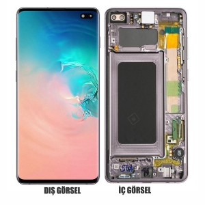 Teknonet Samsung Galaxy S10 Plus Uyumlu Org Lcd+Dokunmatik+Çıtalı (Gri) NT-81917