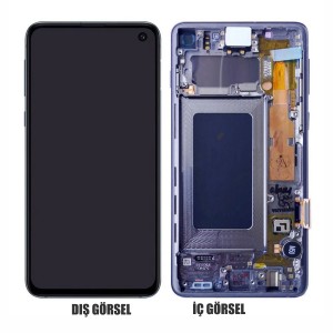 Teknonet Samsung Galaxy S10 Uyumlu Org Lcd+Dokunmatik+Çıtalı (Mavi) NT-80559