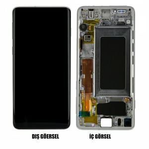 Teknonet Samsung Galaxy S10 Uyumlu Org Lcd+Dokunmatik+Çıtalı (Beyaz) VR-17450