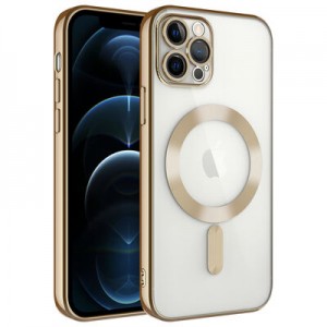 Nettech Apple iPhone 12 Pro Uyumlu Renkli Corner Magsafe Seri Arka Koruma Kılıf (Gold) NT-99182