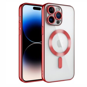 Nettech Apple iPhone 14 Pro Uyumlu Renkli Corner Magsafe Seri Arka Koruma Kılıf (Kırmızı) NT-99155