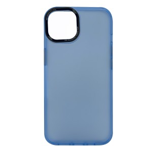 Nettech Apple iPhone 14 Uyumlu Mika Renkli Çerçeveli Tuş Seri Arka Koruma Kılıf (Mavi) NT-98997
