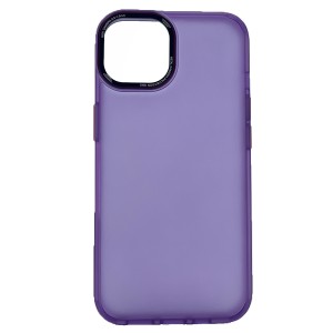 Nettech Apple iPhone 14 Uyumlu Mika Renkli Çerçeveli Tuş Seri Arka Koruma Kılıf (Mor) NT-98996