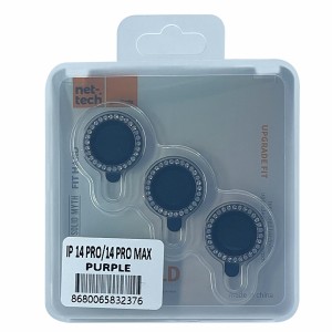 Nettech Apple iPhone 14 Pro Max Uyumlu Diamond Taşlı Model Kamera Cam Koruyucu (Mor) NT-97516