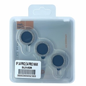 Nettech Apple iPhone 14 Pro Max Uyumlu Diamond Taşlı Model Kamera Cam Koruyucu (Gri) NT-97517