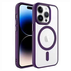 Nettech Apple iPhone 14 Pro Uyumlu Soft Akrilik Magsafe Seri Arka Koruma Kılıf (Mor) NT-98129