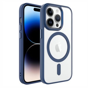 Nettech Apple iPhone 14 Pro Max Uyumlu Soft Akrilik Magsafe Seri Arka Koruma Kılıf (Mavi) NT-98138