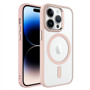 Nettech Apple iPhone 14 Pro Max Uyumlu Soft Akrilik Magsafe Seri Arka Koruma Kılıf (Pembe) NT-98133