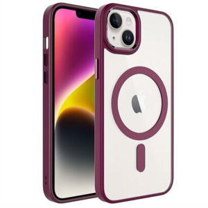 Nettech Apple iPhone 14 Uyumlu Soft Akrilik Magsafe Seri Arka Koruma Kılıf (Mürdüm) NT-98123