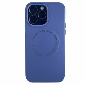 Nettech Apple iPhone 14 Pro Uyumlu Deri Magsafe Seri Arka Koruma Kılıf (Mavi) NT-98263