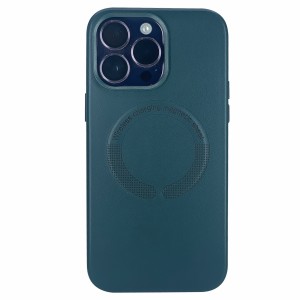 Nettech Apple iPhone 14 Pro Uyumlu Deri Magsafe Seri Arka Koruma Kılıf (Yeşil) NT-98262