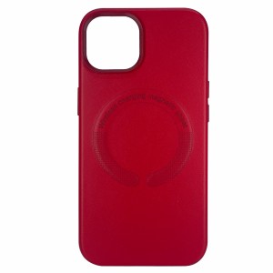 Nettech Apple iPhone 14 Uyumlu Deri Magsafe Seri Arka Koruma Kılıf (Kırmızı) NT-98252