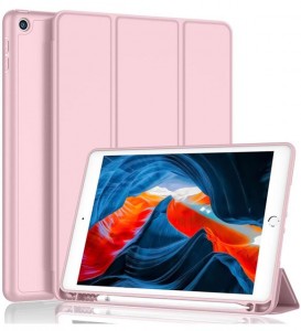 Nettech Apple iPad 7. Nesil 10.2 Inch Uyumlu Premium Smart 360 Kalem Yuvalı Kapaklı Kılıf (Rose Gold) NT-100368