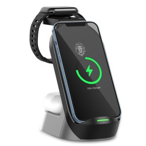 Green Lion 4 ın 1 Wireless 15W Kablosuz Wireless Şarj (Siyah) NT-100687