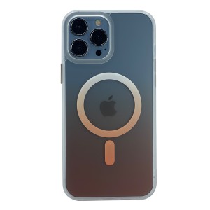 Nettech Apple iPhone 13 Pro Max Uyumlu Transparan Magsafe Seri Arka Koruma Kılıf (Turuncu) NT-97980