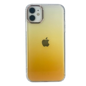 Nettech Apple iPhone 11 Uyumlu Sert Gökkuşağı Seri Arka Koruma Kılıf (Sarı) NT-97950
