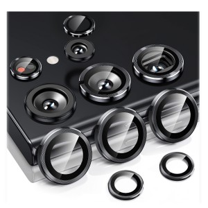 Nettech Samsung Galaxy S23 Ultra Uyumlu Şeffaf Çerçeveli Seri Kamera Cam Koruyucu (Siyah) NT-100744
