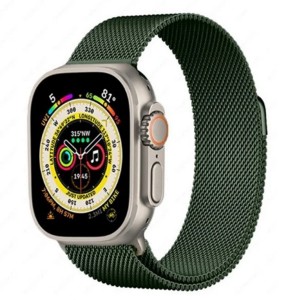 Nettech Apple Watch Seri 44/42 mm Uyumlu Metal Kordon (Yeşil) NT-100773