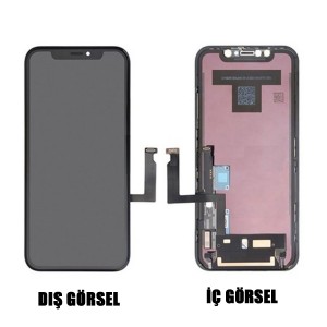 Teknonet Apple iPhone XR Uyumlu Org Lcd+Dokunmatik+Çıtalı (Siyah) VR-15379