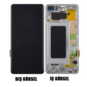 Teknonet Samsung Galaxy S10 Plus Uyumlu Org Lcd+Dokunmatik+Çıtalı (Siyah) VR-14241