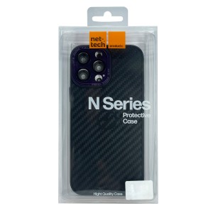 Nettech Apple iPhone 14 Pro Max Uyumlu Grand Karbon Seri Arka Koruma Kılıf (Derin Mor) NT-100473