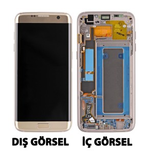 Teknonet Samsung Galaxy G935 S7 Edge Uyumlu Org Lcd+Dokunmatik+Çıtalı (Gold) VR-2382