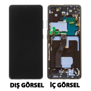 Teknonet Samsung Galaxy S21 Ultra Uyumlu Org Lcd+Dokunmatik+Çıtalı (Siyah) NT-96574