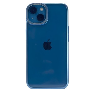 Nettech Apple iPhone 14 Uyumlu Mika Renkli Metal Çerçeveli Seri Arka Koruma Kılıf (Mavi) NT-100996