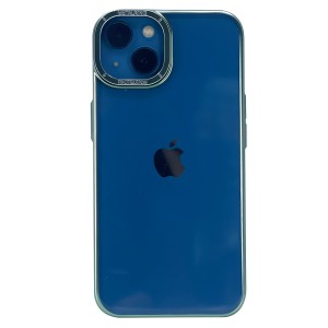 Nettech Apple iPhone 14 Uyumlu Mika Renkli Metal Çerçeveli Seri Arka Koruma Kılıf (Yeşil) NT-100995