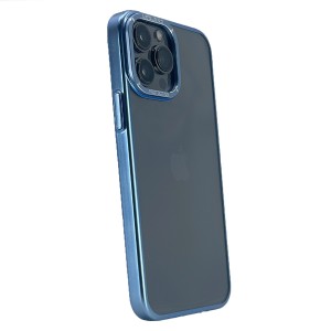 Nettech Apple iPhone 13 Pro Max Uyumlu Metal Çerçeveli Arka Koruma Kılıf (Mavi) NT-100971