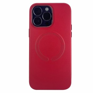 Nettech Apple iPhone 13 Uyumlu Deri Magsafe Seri Arka Koruma Kılıf (Kırmızı) NT-100557