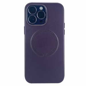 Nettech Apple iPhone 14 Pro Max Uyumlu Deri Magsafe Seri Arka Koruma Kılıf (Mor) NT-98267