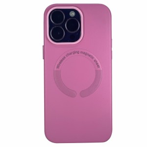 Nettech Apple iPhone 14 Pro Uyumlu Deri Magsafe Seri Arka Koruma Kılıf (Pembe) NT-100579
