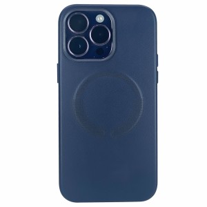 Nettech Apple iPhone 13 Pro Max Uyumlu Deri Magsafe Seri Arka Koruma Kılıf (Lacivert) NT-100570