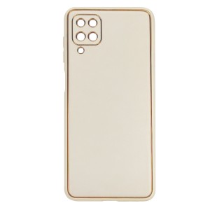 Nettech Samsung Galaxy A12 Uyumlu Coco Leather Seri Arka Koruma Kılıf (Gold) NT-93393