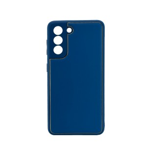 Nettech Samsung Galaxy S21 FE Uyumlu Coco Leather Seri Arka Koruma Kılıf (Lacivert) NT-99809