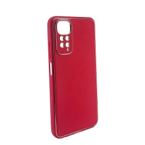 Nettech Xiaomi Redmi Note 11 Uyumlu Coco Leather Seri Arka Koruma Kılıf (Kırmızı) NT-99922