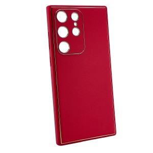 Nettech Samsung Galaxy S23 Ultra Uyumlu Coco Leather Seri Arka Koruma Kılıf (Kırmızı) NT-99844