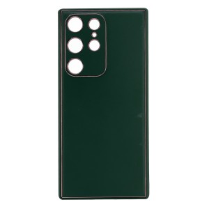 Nettech Samsung Galaxy S22 Ultra Uyumlu Coco Leather Seri Arka Koruma Kılıf (Yeşil) NT-99857
