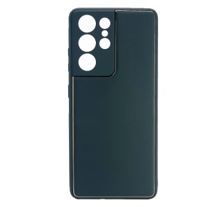 Nettech Samsung Galaxy S21 Ultra Uyumlu Coco Leather Seri Arka Koruma Kılıf (Yeşil) NT-99832